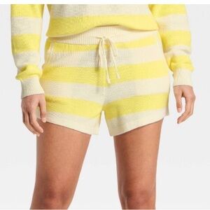 JoyLab Yellow/cream striped sweater shorts NWT x